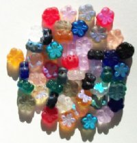 50 8mm Transparent Matte 5 Petal Flower Beads Mix Pack